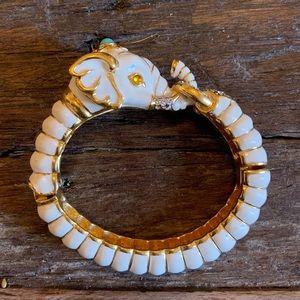 Kenneth Jay Lane White Enamel Elephant Bracelet